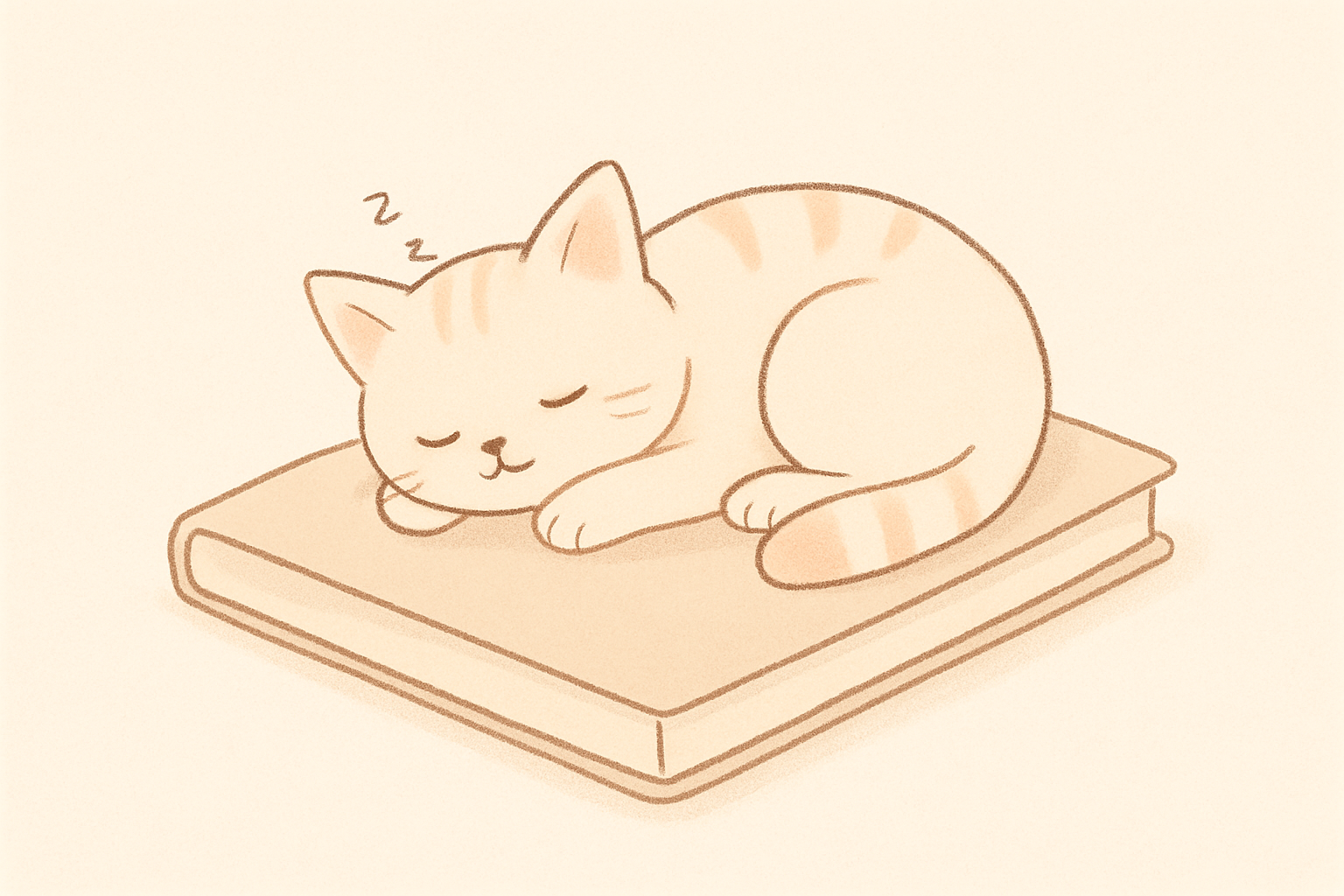 Illustration d'un chat endormi sur un carnet – symbole de confidentialité paisible